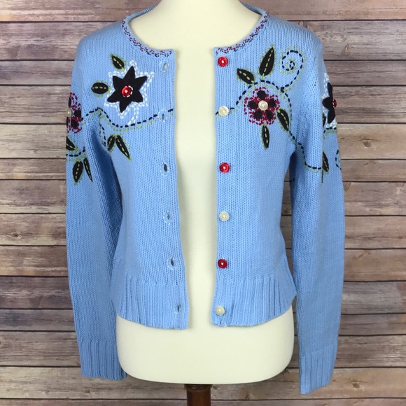 Relais Knitware Blue Cardigan Sweater Medium - Picture 6 of 8